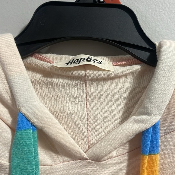 Haptics by Holly Harper MULTICOLOR STRIPE PRINT FRENCH TERRY PULLOVER HOODIE - Picture 6 of 7